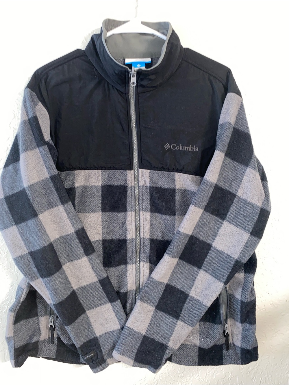 Columbia Black & Gray Buffalo Plaid Fleece Jacket